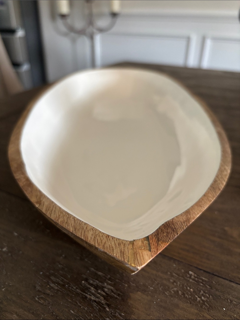 Be Home Madras Oval Large Dish Mango Wood with food safe enamel coating 18x8x2